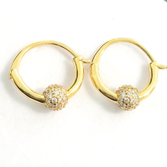 NWOT Sterling silver 18k yellow gold plated hoop earrings - Picture 5 of 11